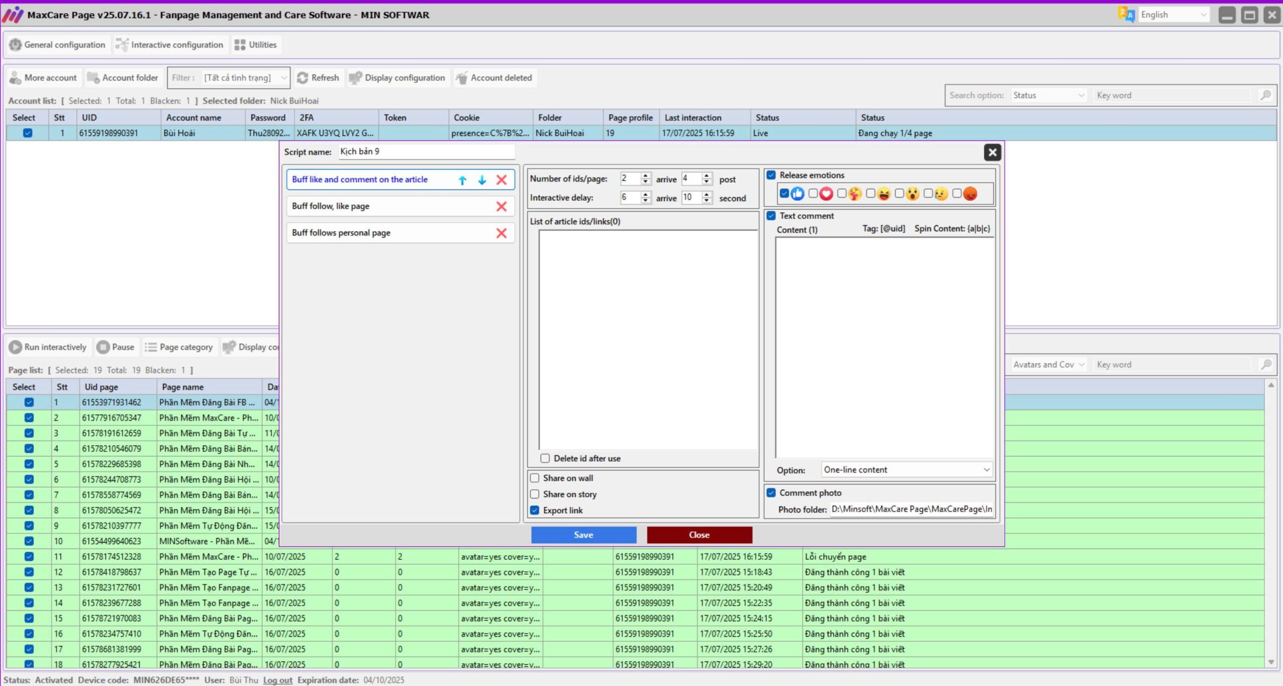Auto Seeding function on Facebook Fanpage management software