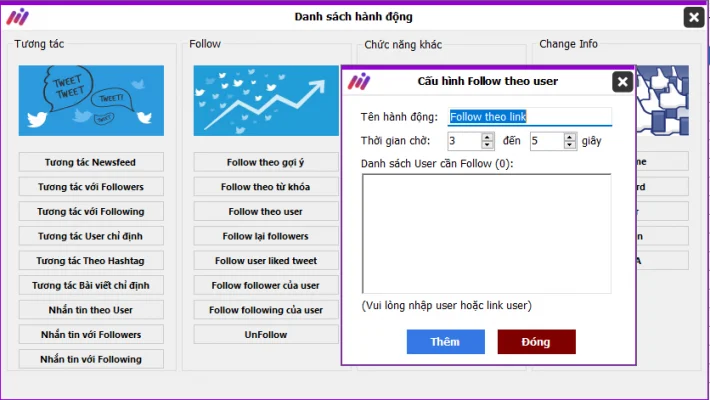 Configure follow by user