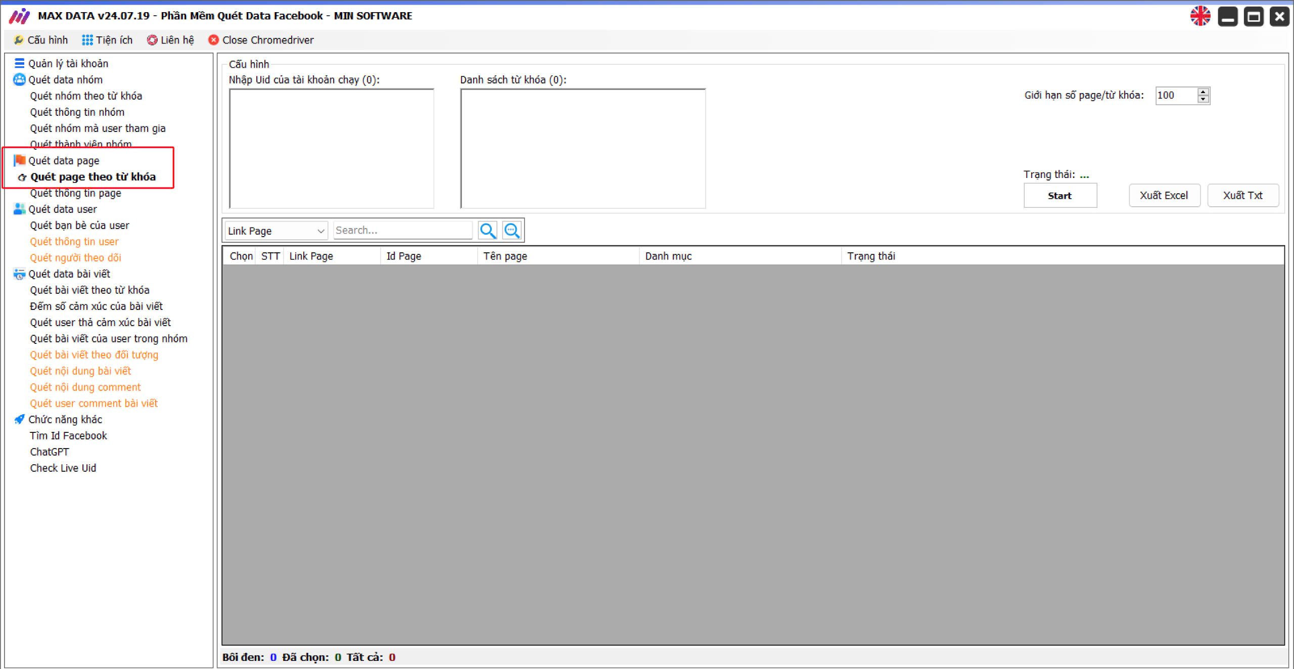 Access the "Scraping Facebook Pages by Keyword" section.