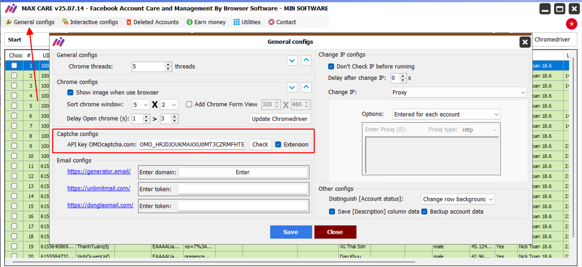 Configure Settings in MINSoftware